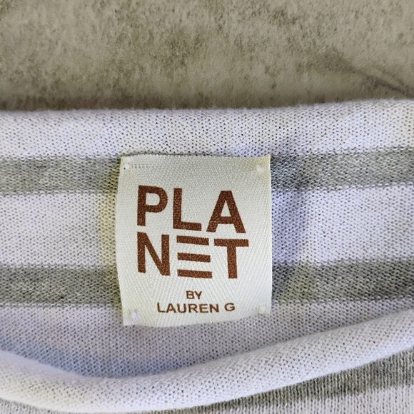 Planet by Lauren G Contrast Stripes Oversized Long Sweater Cotton One Size - Picture 7 of 12